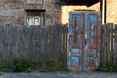 Closed door of old building