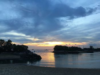 Scenic view of sea against sky at sunset