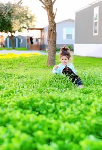 Full length portrait of boy in park