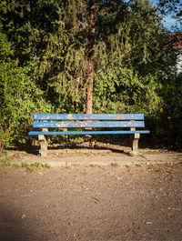 Empty bench in park