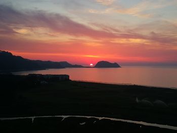 Scenic view of sea against sky during sunset