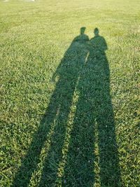 Shadow of people on field