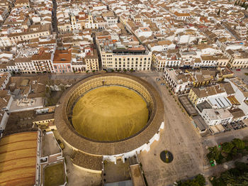 Aerial view of the plaza de toros de ronda, spain