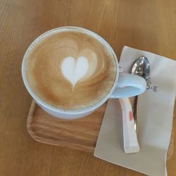 High angle view of coffee on table