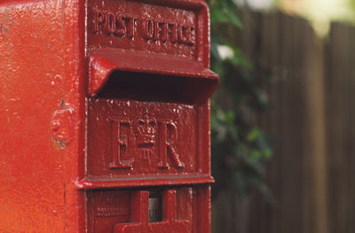 Close-up of mailbox