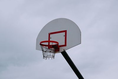 Low angle view of basketball hoop against sky