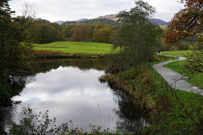 Scenic view of lake against sky
