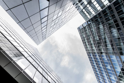 Low angle view of skyscrapers against sky