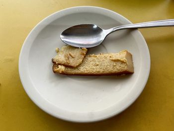 High angle view of food in plate on table