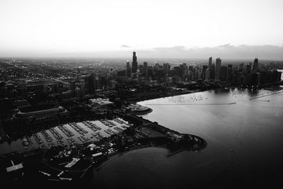 High angle view of buildings in city