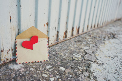 Close-up of heart shape on wall