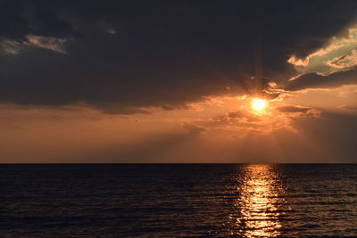 Scenic view of sea during sunset