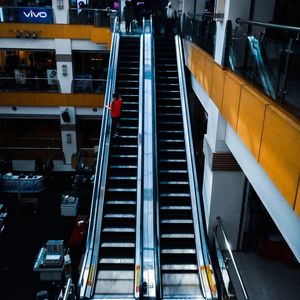 High angle view of escalator