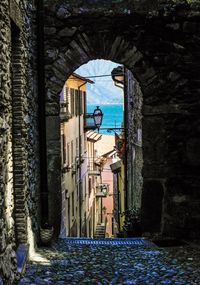 Scenic view of sea seen through window