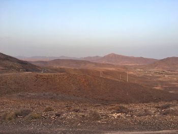 Scenic view of desert against clear sky