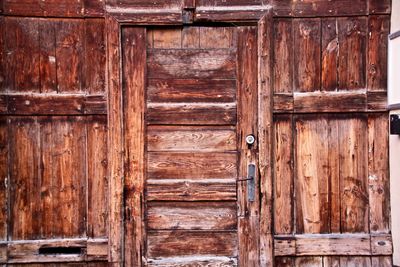 Close-up of closed wooden door