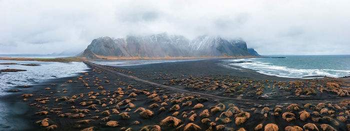 Wonderful picturesque scene near stokksnes cape in iceland.