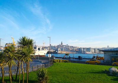 View of city buildings against sky