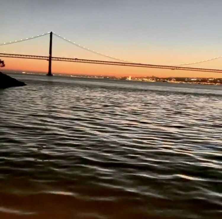 VIEW OF SUSPENSION BRIDGE IN SEA