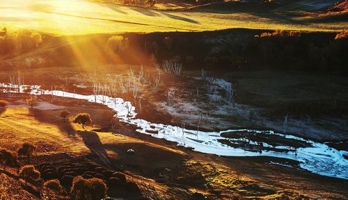 Scenic view of frozen river during winter