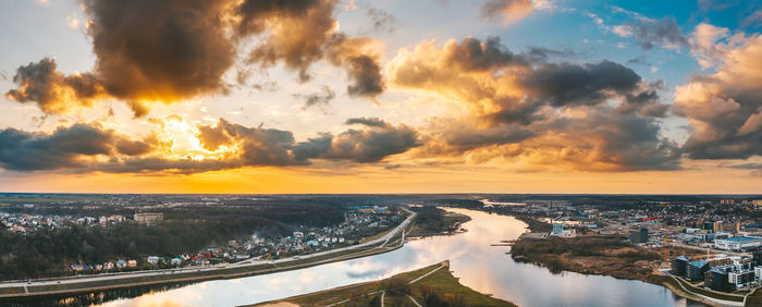 Panoramic view of river against cloudy sky