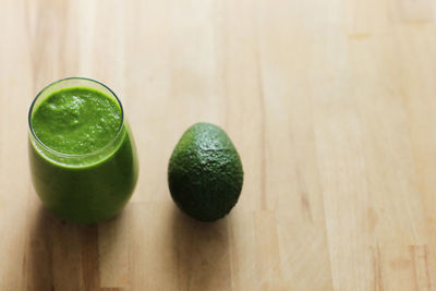 High angle view of drink on table