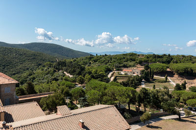 High angle view of townscape against sky