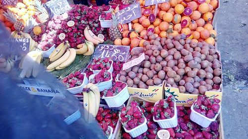 Close-up of multi colored vegetables for sale in market