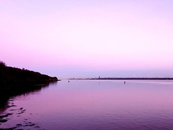 Scenic view of sea against clear sky during sunset