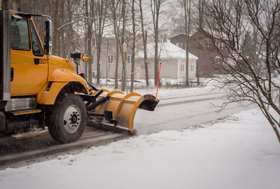 Car on snow covered road