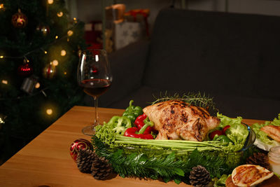 Close-up of food on table