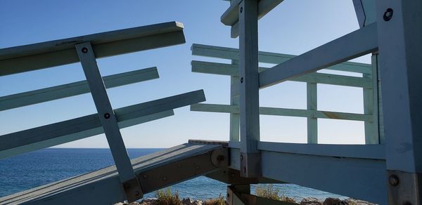 Low angle view of bridge against clear sky