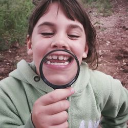 Close-up portrait of smiling boy