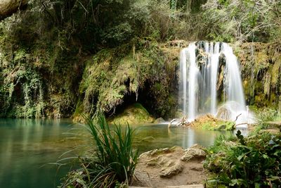 Scenic view of waterfall