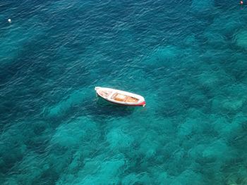 High angle view of boat in sea