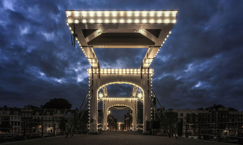 View of illuminated bridge at night