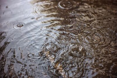 Full frame shot of water drops on lake