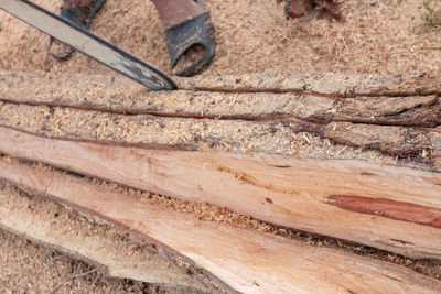 Full frame shot of wood at construction site