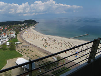 High angle view of beach seen from balcony at travemunde