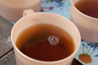 Close-up of tea served on table