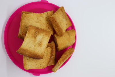 High angle view of dessert in plate