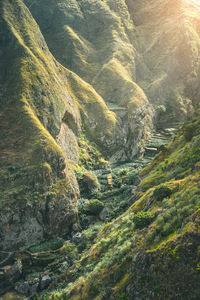 Aerial view of rocks on land