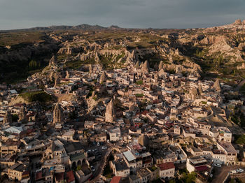 High angle view of townscape against sky