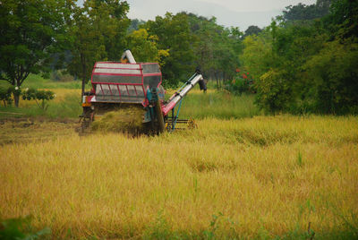 Tractor on agricultural field