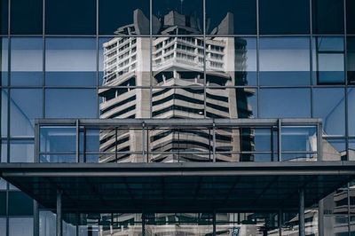 Low angle view of modern building against sky