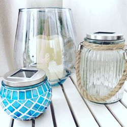 Close-up of glass jar on table