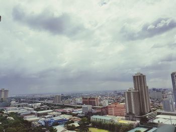 High angle view of cityscape against sky