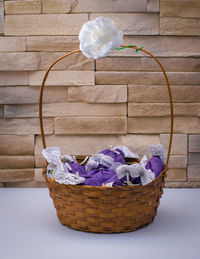 Close-up of flowers in basket