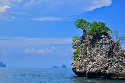 Scenic view of sea against blue sky