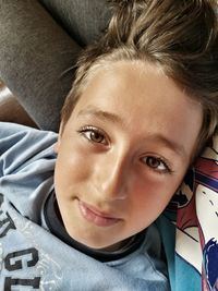 Close-up portrait of smiling boy